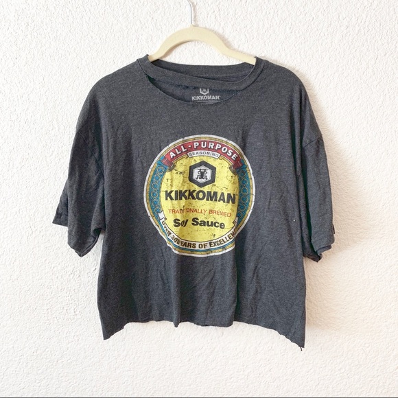 Kikkoman Tops - Kikkoman Soy Sushi Cropped Destroyed Torn T Shirt